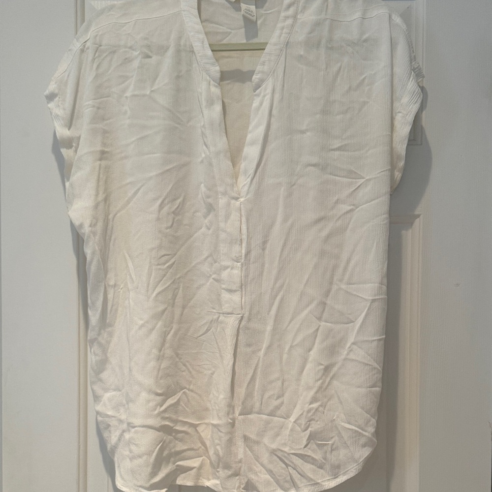 Women's White V-Neck Blouse